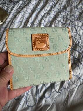 Dooney & Bourke Monogram Canvas Bifold Wallet Light Green